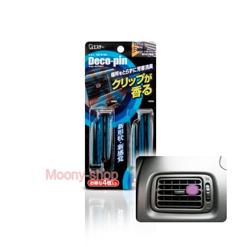 ST Carenne Deco-Pin- Ароматизатор-поглотитель неприятных запахов для автомобиля с ароматом водной мяты (для установки на дефлектор),блистер 4 шт.(120024)
