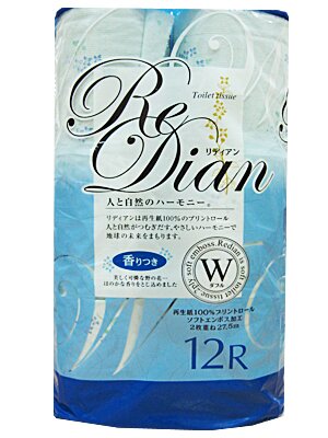 «Re Dain» - Двухслойная туалетная бумага, голубая, с рисунком, 12рулонов(12565)