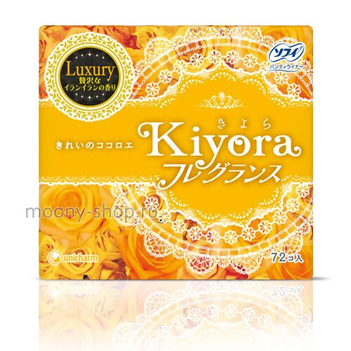 Unicharm Sofy 72 Kiyora Luxury -Ежедневные женские гигиенические прокладки с ароматом иланг-иланг, 72 шт. (364244)