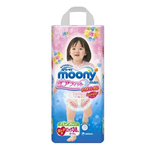  Японские трусики Moony «Air Fit» - XL (12-17кг) - 38 шт, для девочек